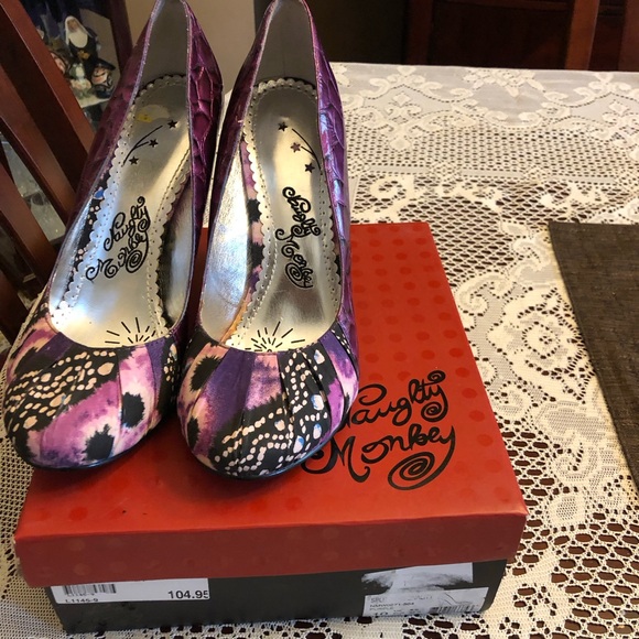 naughty monkey Shoes - Naughty Monkey Artistic Purple and Black Heels